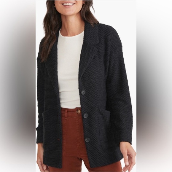 Marine Layer Jackets & Blazers - Marine Layer Black Birdseye Knit Sweater Blazer Size XLarge